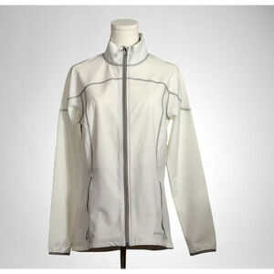 Eddie Bauer Womens Medium Stratify Rain Jacket Full Zip White NWT